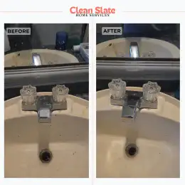 Bathroom fixture detail before and after cleaning