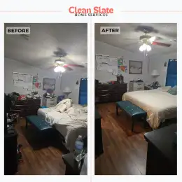 Bathroom vanity before and after cleaning