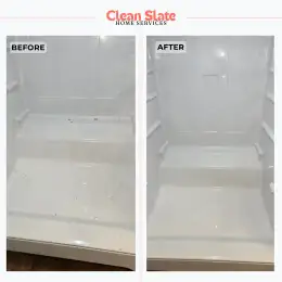 Inside refrigerator before and after cleaning