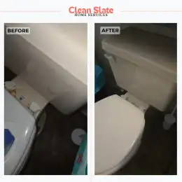 Toilet area before and after cleaning